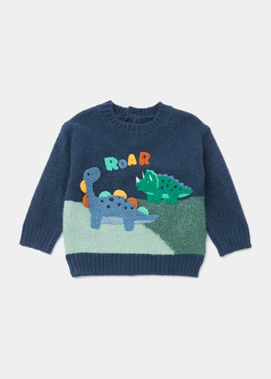Boys Navy Dinosaur Knitted Jumper (9mths-6yrs)