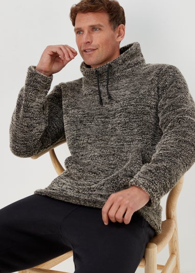 Grey Cowl Neck Fleece Lounge Top