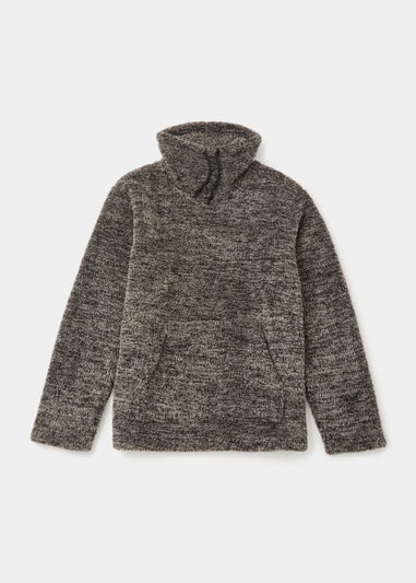 Grey Cowl Neck Fleece Lounge Top