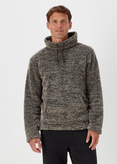 Grey Cowl Neck Fleece Lounge Top