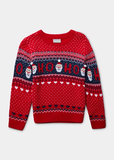Girls Mini Me Red Christmas Jumper (4-13yrs)