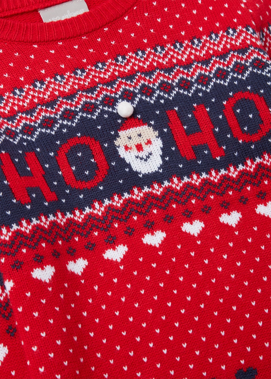 Girls Mini Me Red Christmas Jumper (4-13yrs)