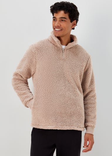 Stone 1/4 Zip Fleece Lounge Top