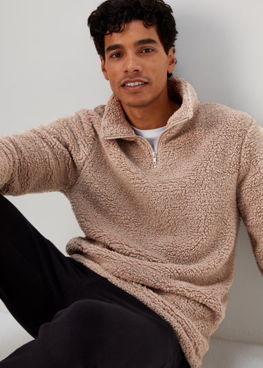 Stone 1/4 Zip Fleece Lounge Top