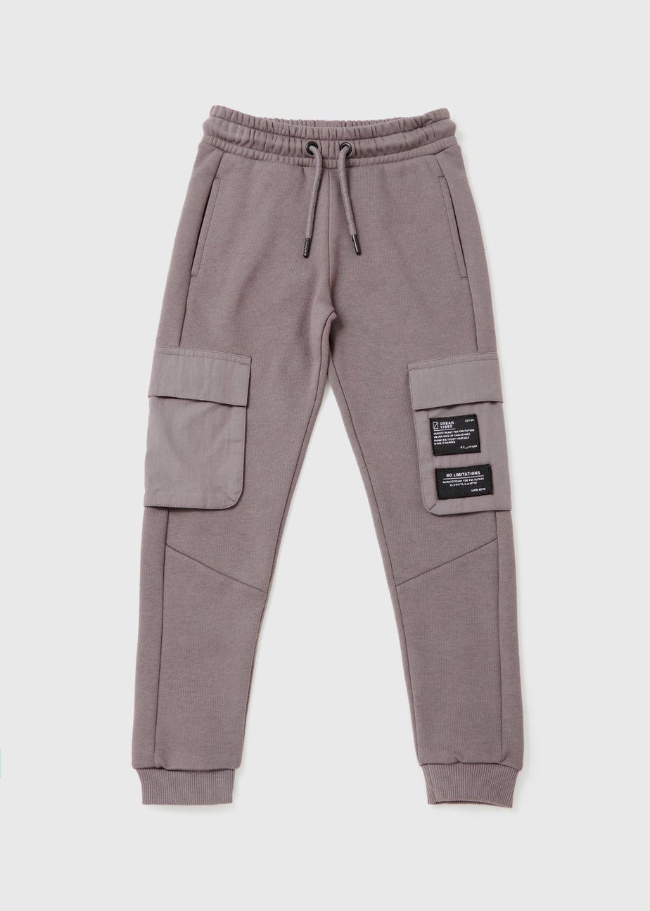 Boys Grey Jersey Cargo Joggers (4-13yrs)