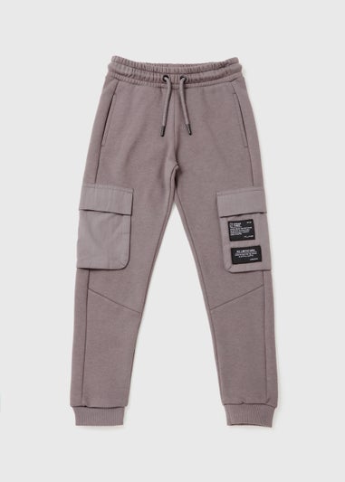Boys Grey Jersey Cargo Joggers (4-13yrs)