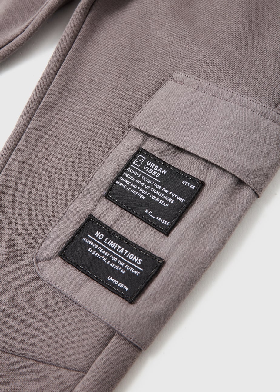Boys Grey Jersey Cargo Joggers (4-13yrs)