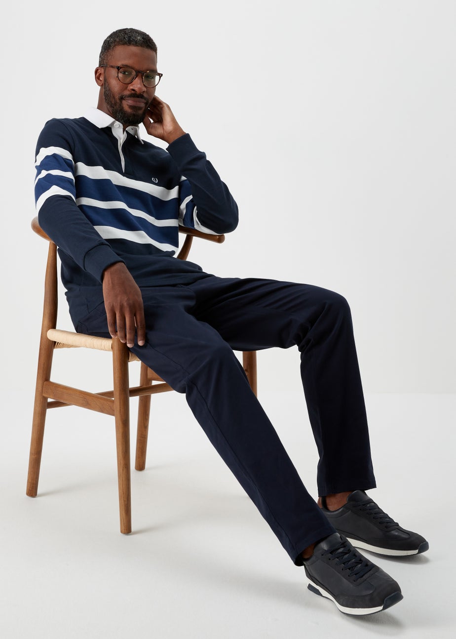 Lincoln Navy Block Rugby Polo Shirt