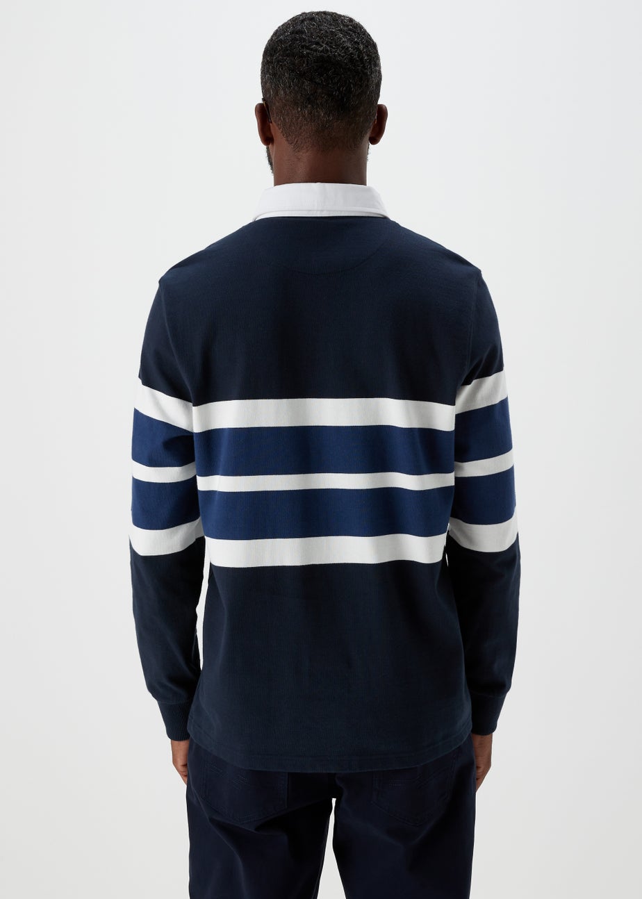 Lincoln Navy Block Rugby Polo Shirt