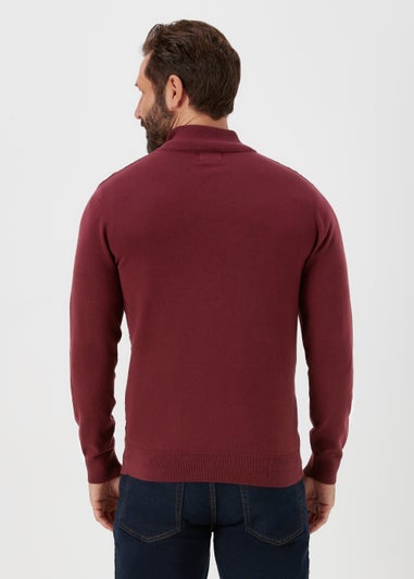 Burgundy Textured 1/4 Zip Jumper
