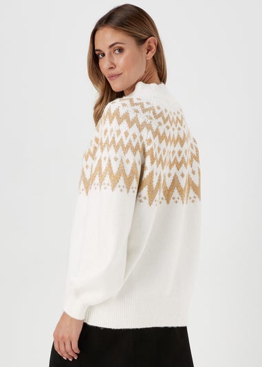 Cream Metallic Fair Isle Jumper