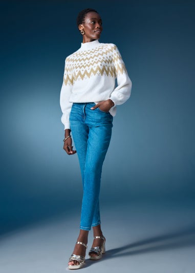 Cream Metallic Fair Isle Jumper