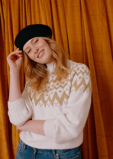 Cream Metallic Fair Isle Jumper