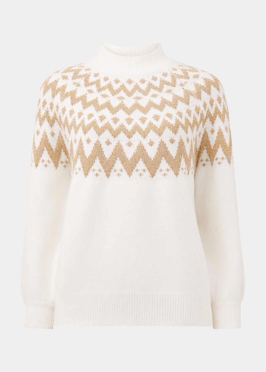 Cream Metallic Fair Isle Jumper