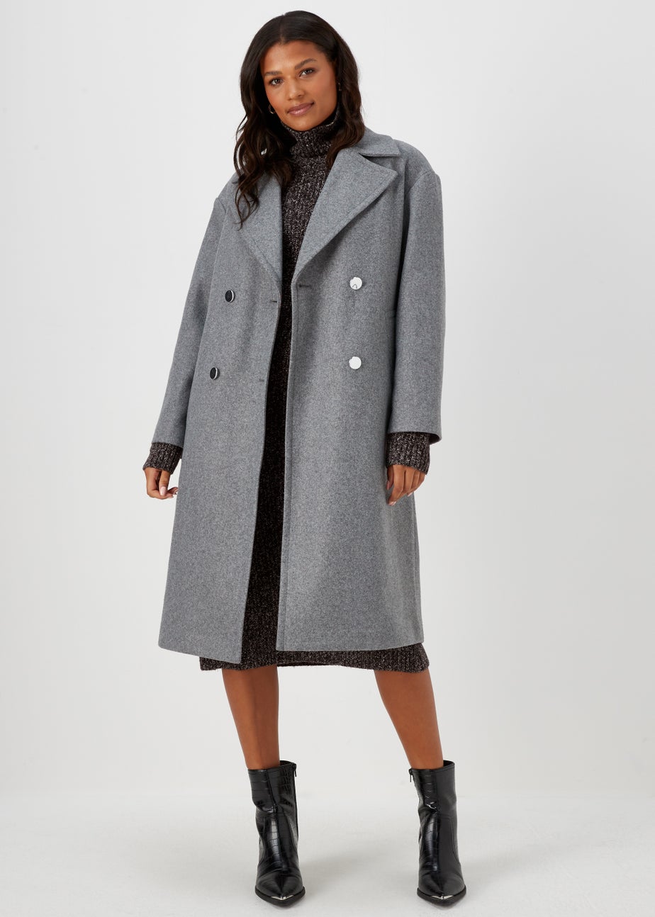 Charcoal Twist Yarn Roll Neck Dress