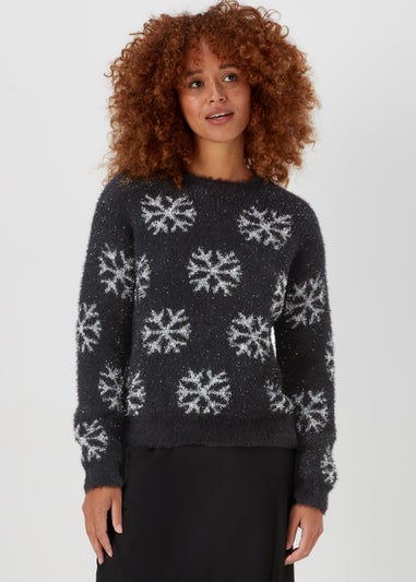 Black Christmas Snowflake Jumper