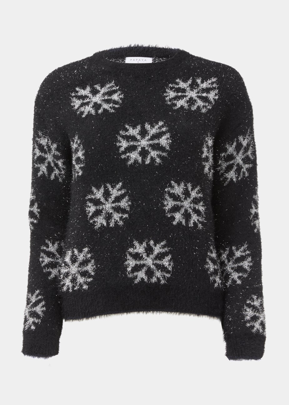 Black Christmas Snowflake Jumper