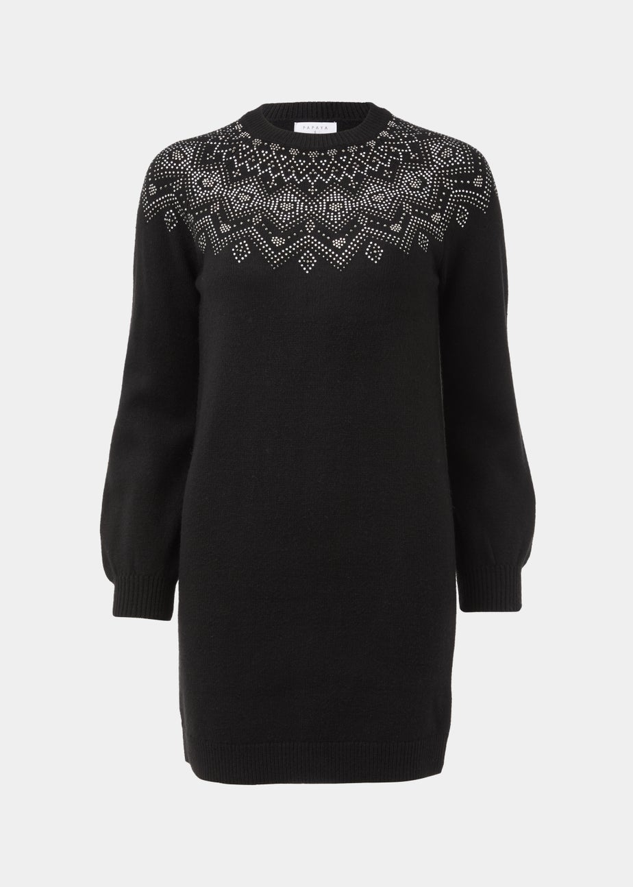 Black Sparkle Yoke Tunic Dress