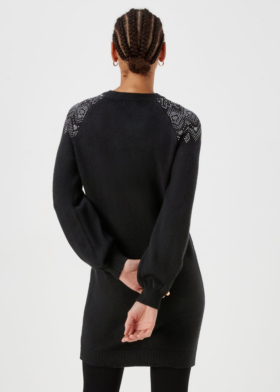 Black Sparkle Yoke Tunic Dress