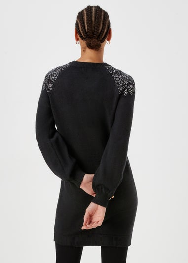 Black Sparkle Yoke Tunic Dress