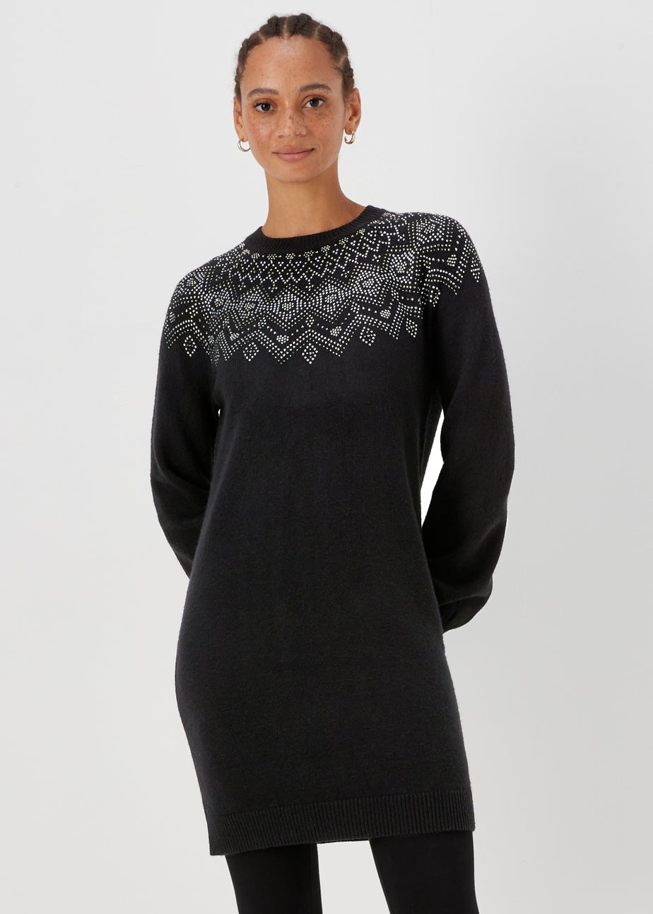 Black Sparkle Yoke Tunic Dress