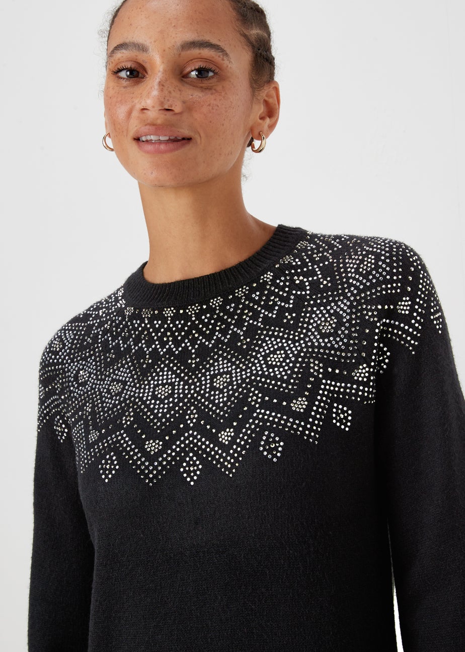 Black Sparkle Yoke Tunic Dress