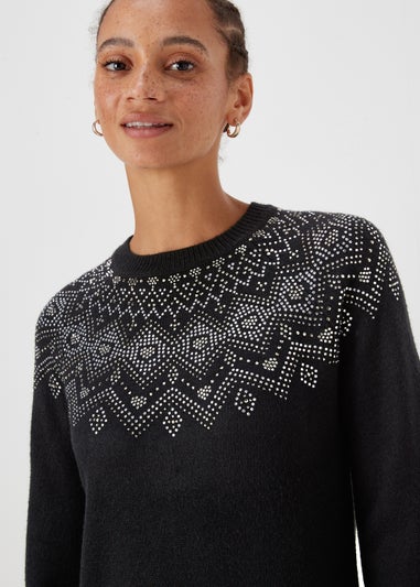 Black Sparkle Yoke Tunic Dress