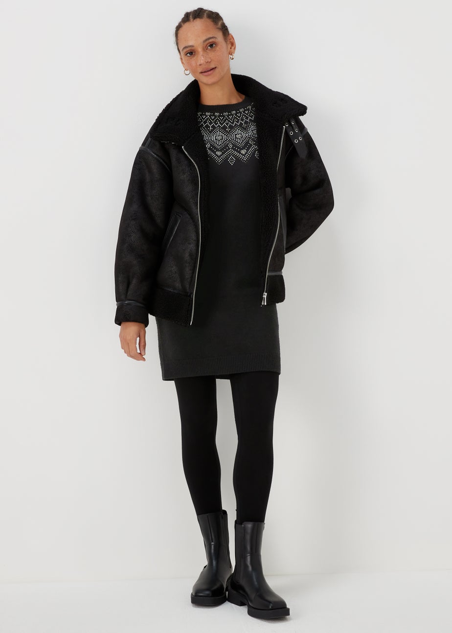 Black Sparkle Yoke Tunic Dress