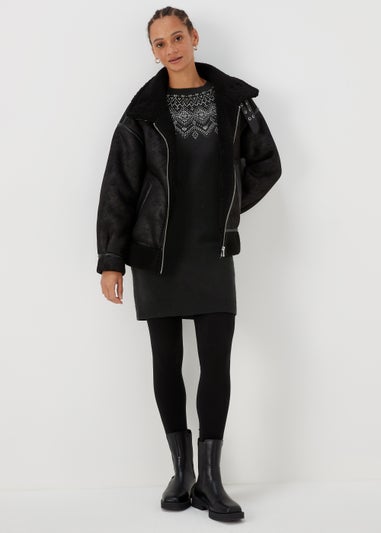 Black Sparkle Yoke Tunic Dress