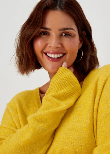 Papaya Curve Yellow V-Neck Jumper