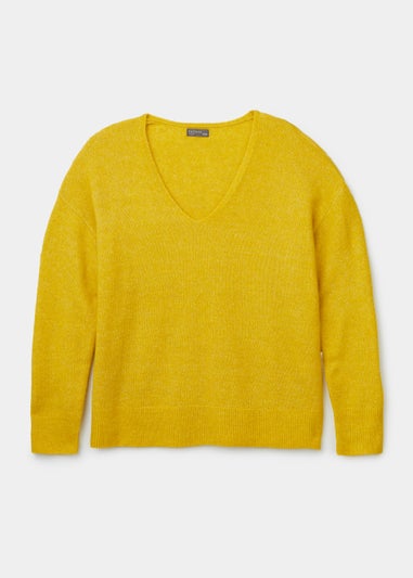 Papaya Curve Yellow V-Neck Jumper