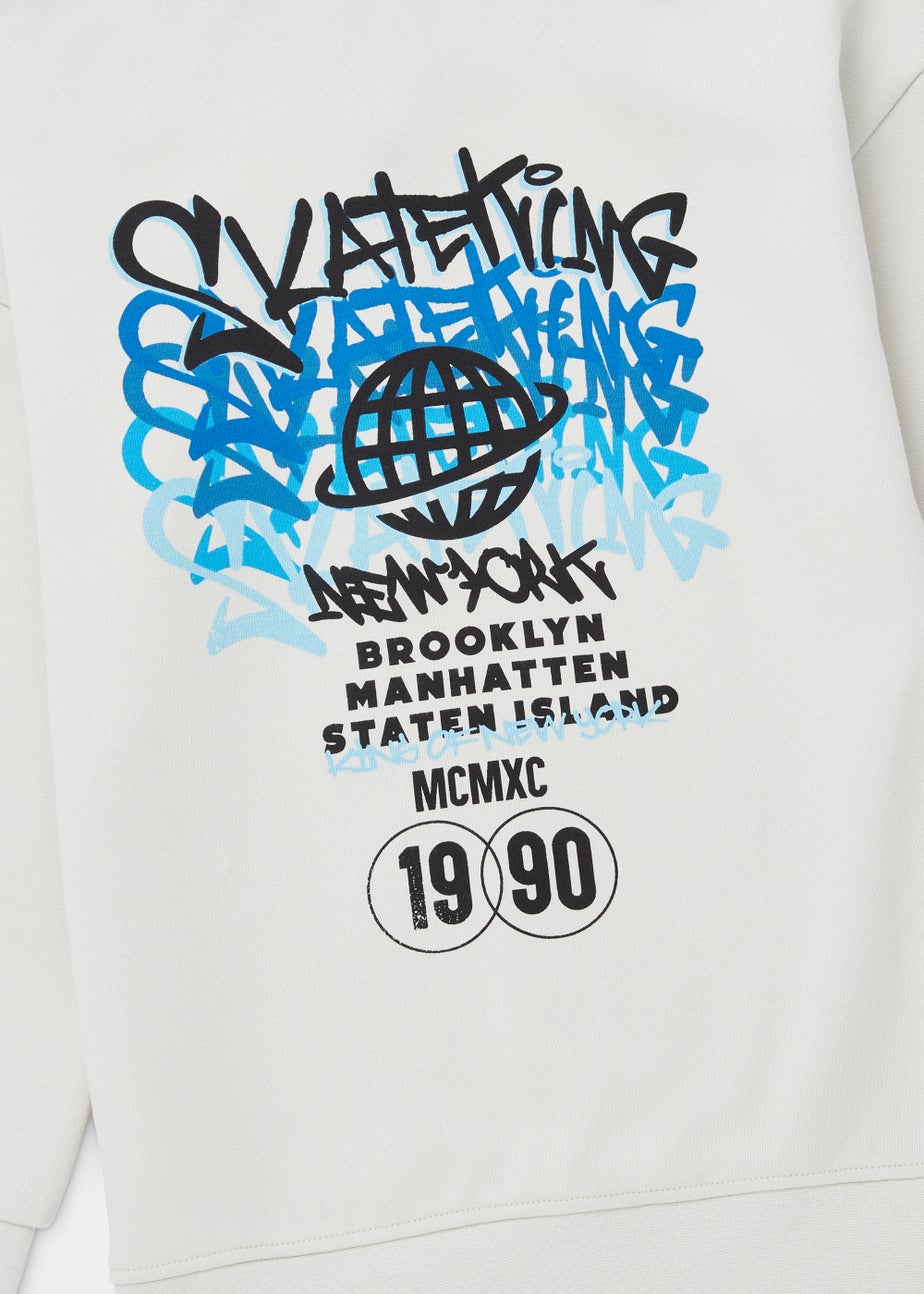 Boys Ecru Graffiti Print Hoodie (4-12yrs)