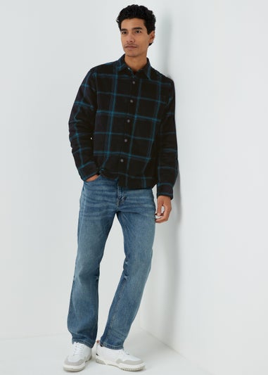 Black Check Cord Fleece Overshirt