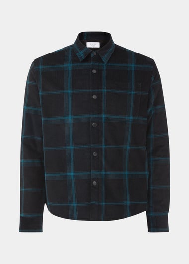 Black Check Cord Fleece Overshirt