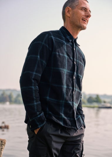 Black Check Cord Fleece Overshirt