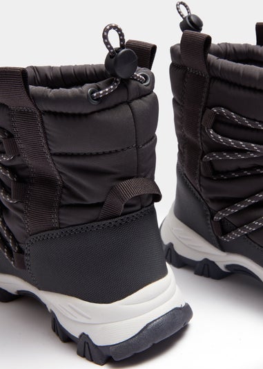 Boys Charcoal Snow Boots (Younger 8-Older 2)