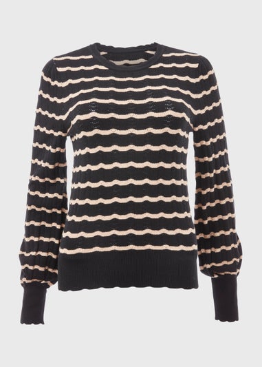 Et Vous Black Pointelle Knit Jumper