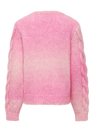 ONLY Girls Pink Cable Knit Long Sleeve Jumper (5-14yrs)