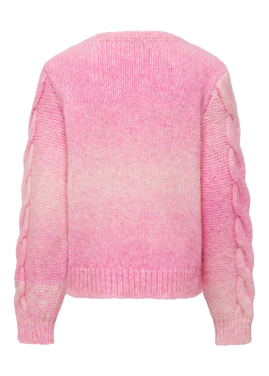 ONLY Girls Pink Cable Knit Long Sleeve Jumper (5-14yrs)