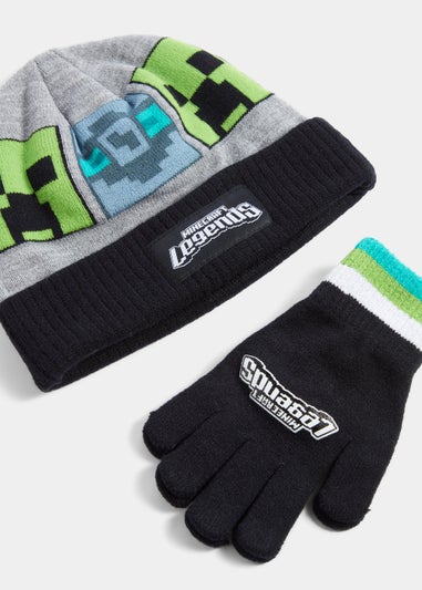 Kids Multicoloured Minecraft Legends Beanie Hat & Gloves Set (3-10yrs)