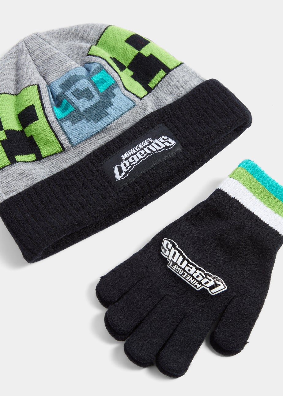 Kids Multicoloured Minecraft Legends Beanie Hat & Gloves Set (3-10yrs)