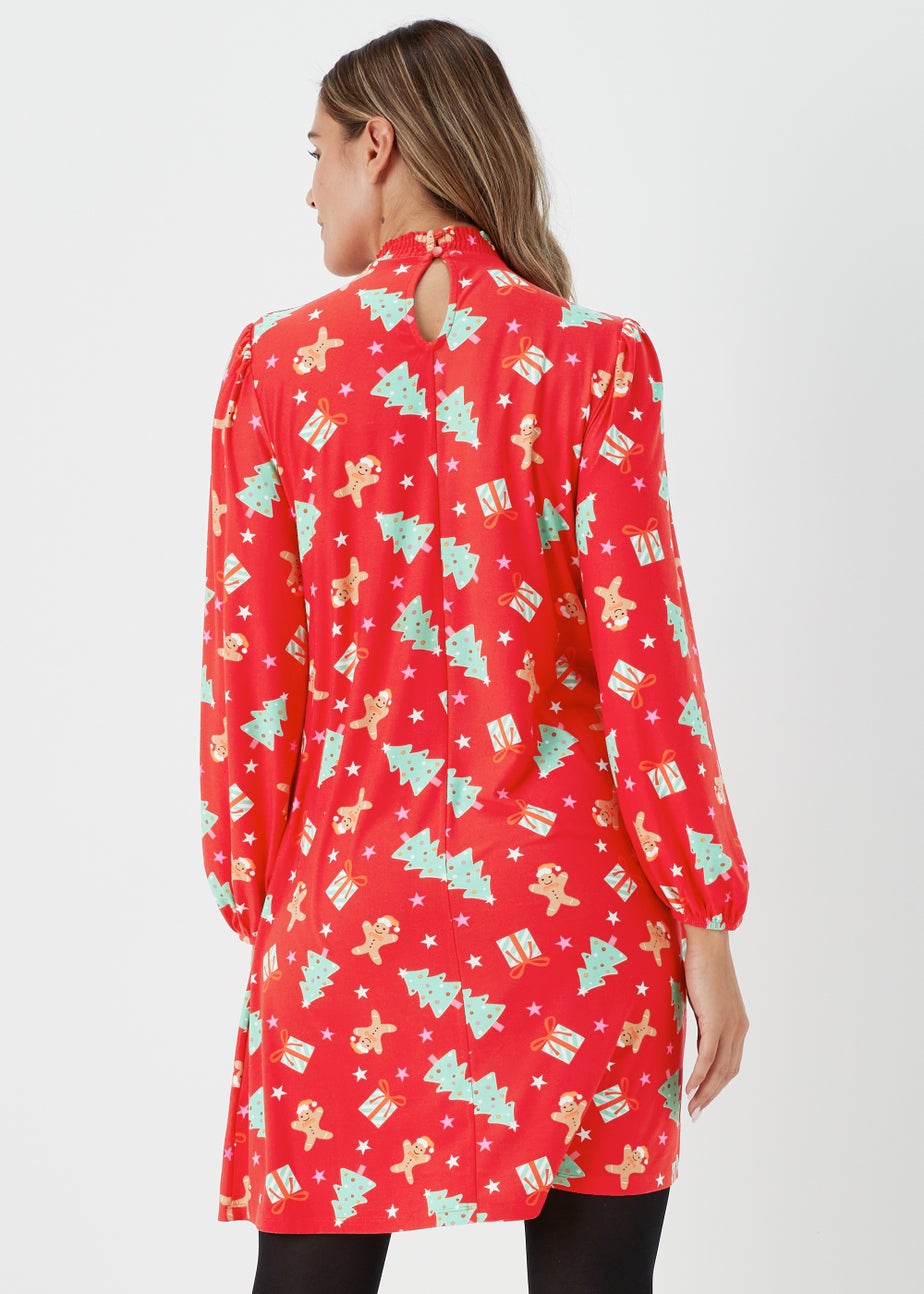 Red Super Soft Christmas Icons Mini Dress