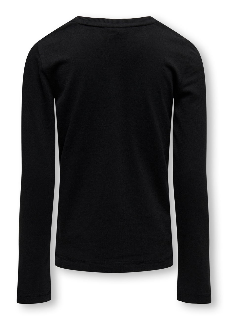 ONLY Girls Black Print Long Sleeve T-Shirt (5-14yrs)