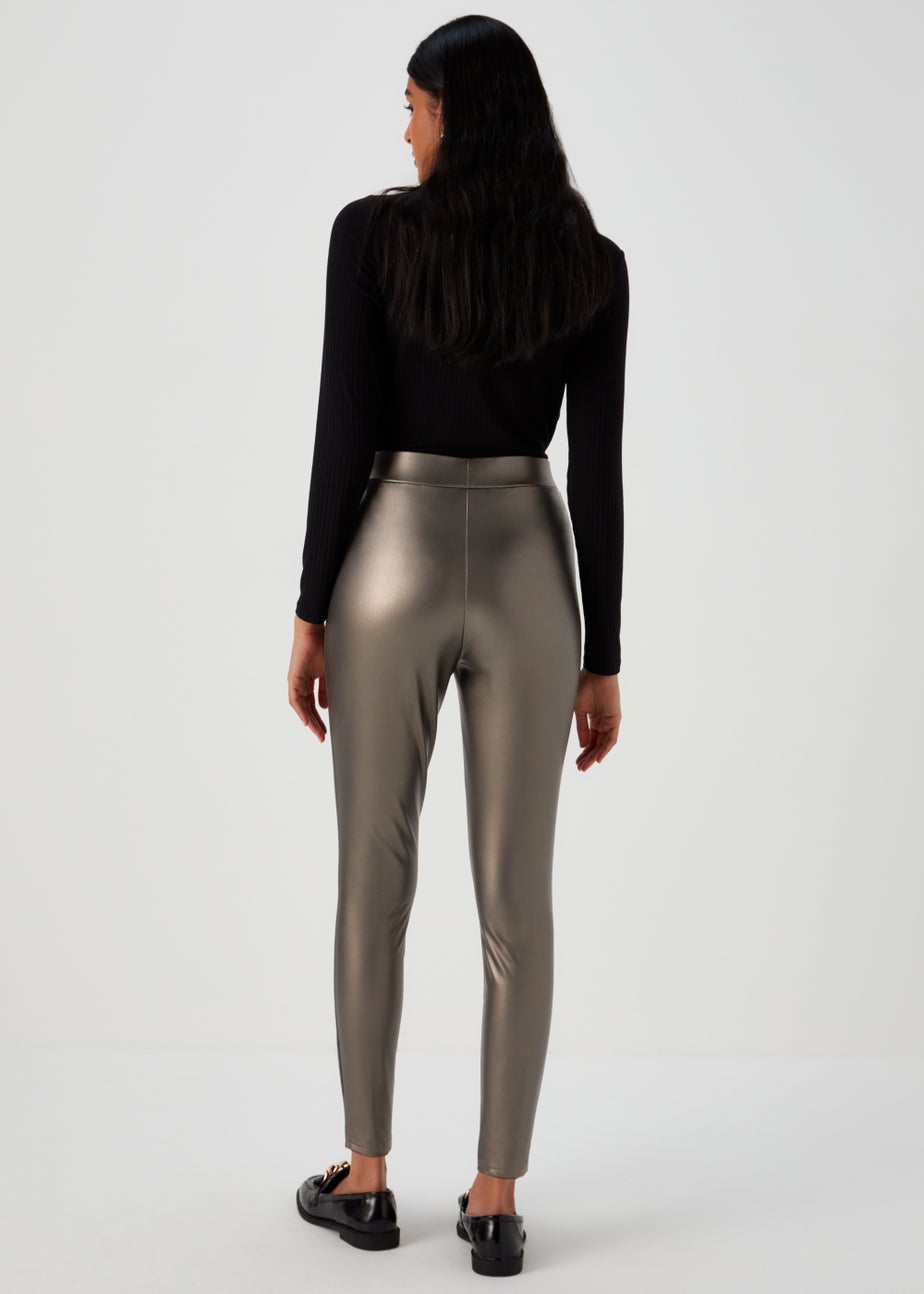 Gold PU Seam Front Leggings