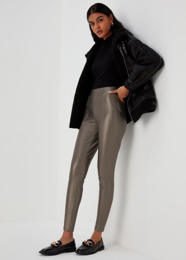 Gold PU Seam Front Leggings