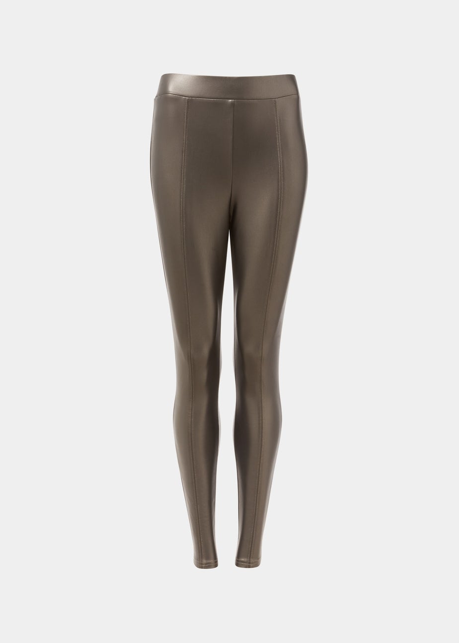 Gold PU Seam Front Leggings