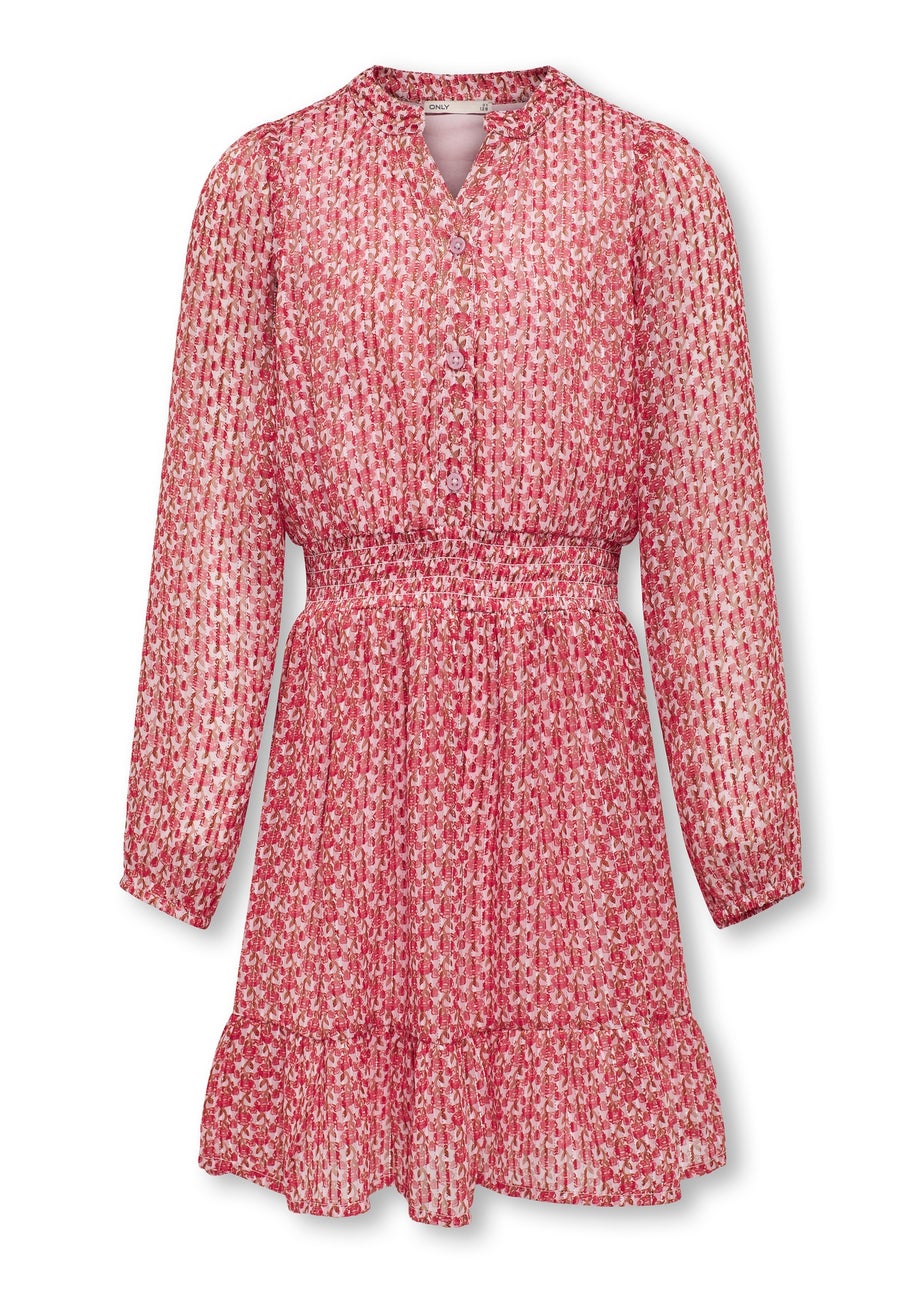 ONLY Kids Multicoloured V Neck Long Sleeve Dress (6-14yrs)