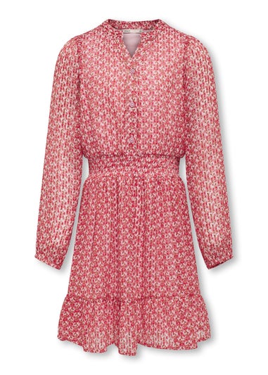 ONLY Kids Multicoloured V Neck Long Sleeve Dress (6-14yrs)