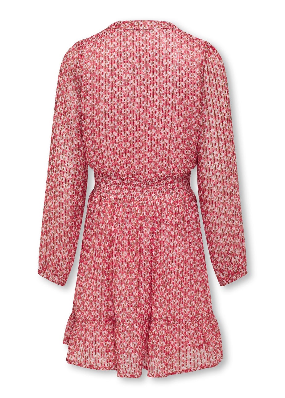 ONLY Kids Multicoloured V Neck Long Sleeve Dress (6-14yrs)