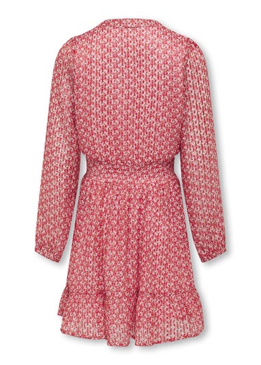 ONLY Kids Multicoloured V Neck Long Sleeve Dress (6-14yrs)